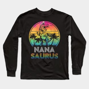 Nanasaurus Dinosaur Nana Saurus Family Matching Tie Dye Long Sleeve T-Shirt